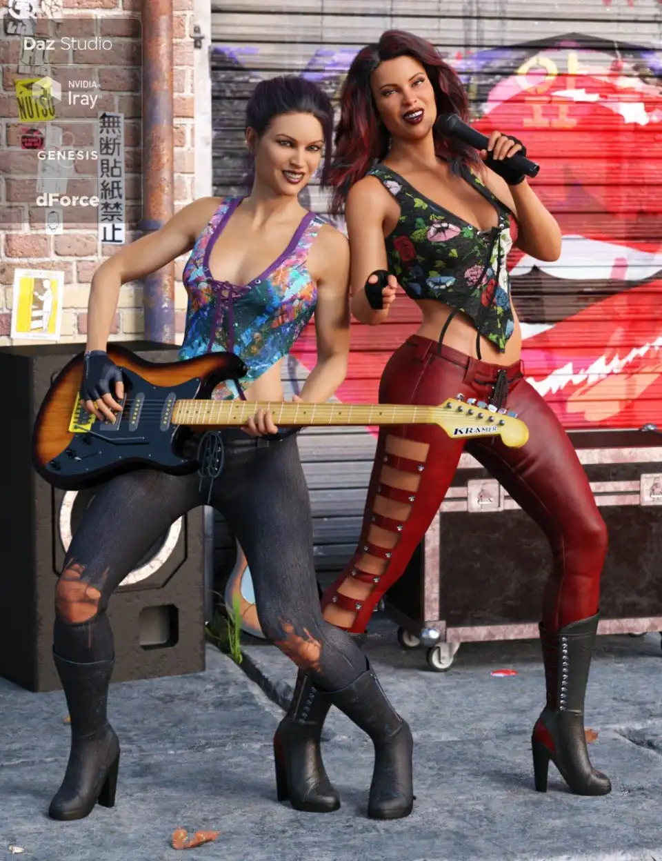 dForce Rock On Outfit Textures_DAZ3D下载站