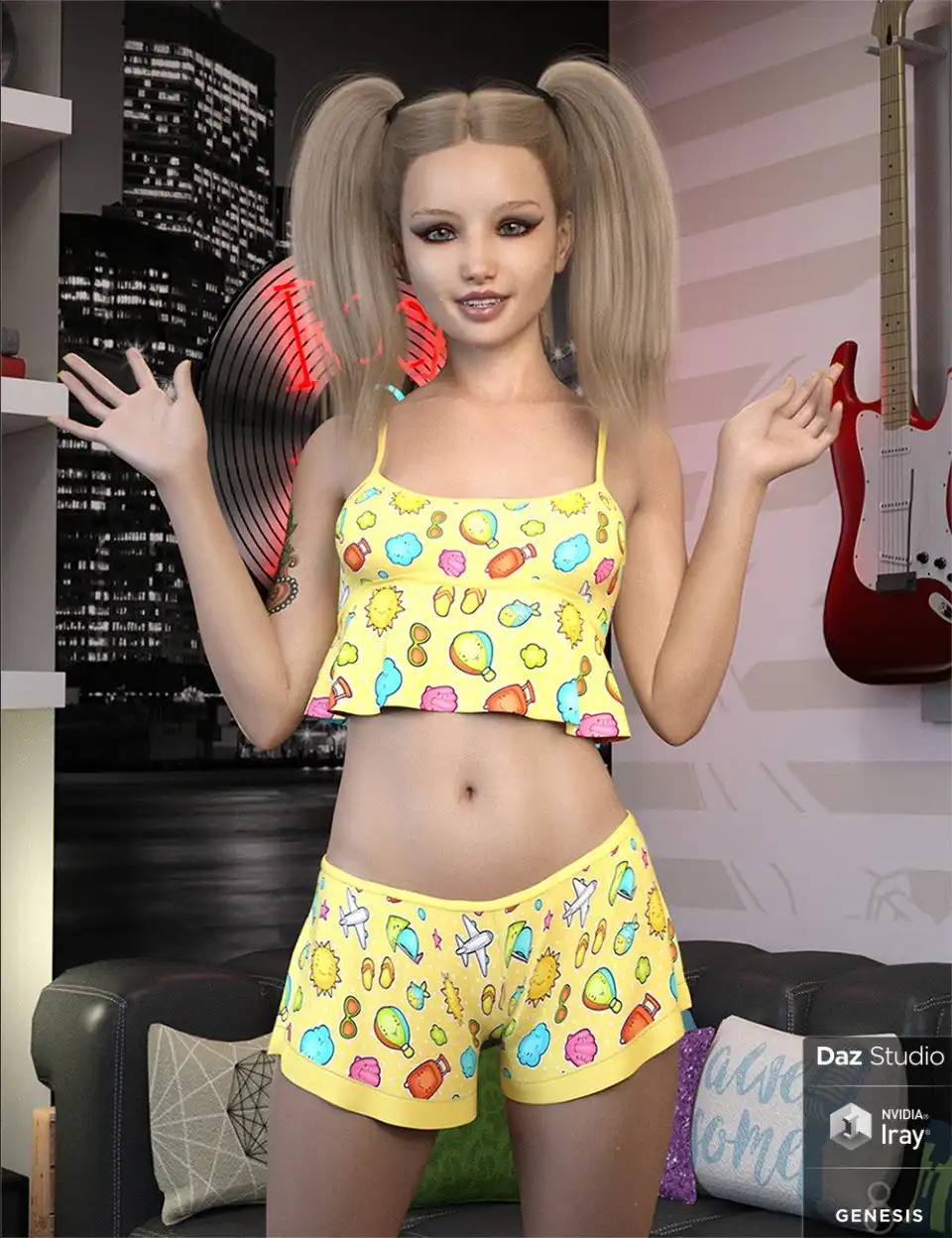 dForce Summer Sleepwear for Genesis 8 Female(s)_DAZ3DDL