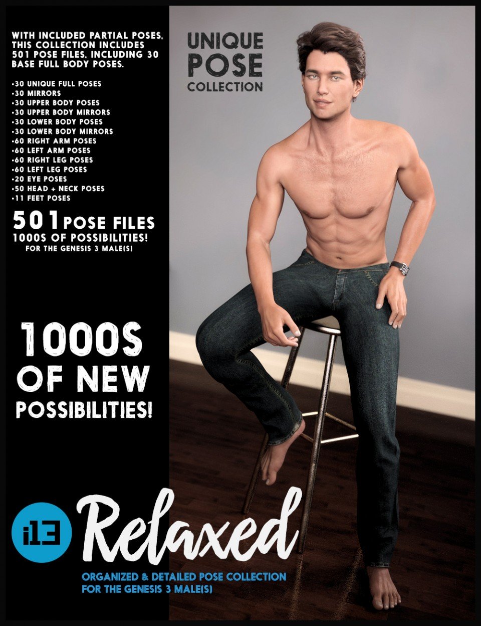 i13 Relaxed Pose Collection for the Genesis 3 Male(s)_DAZ3D下载站