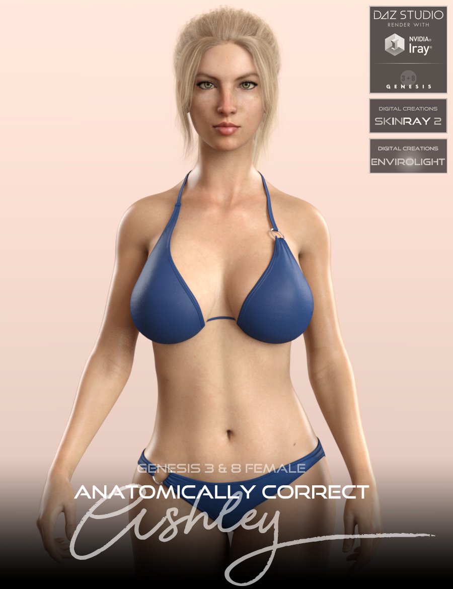 Anatomically Correct: Ashley for Genesis 3 and Genesis 8 Female_DAZ3D下载站