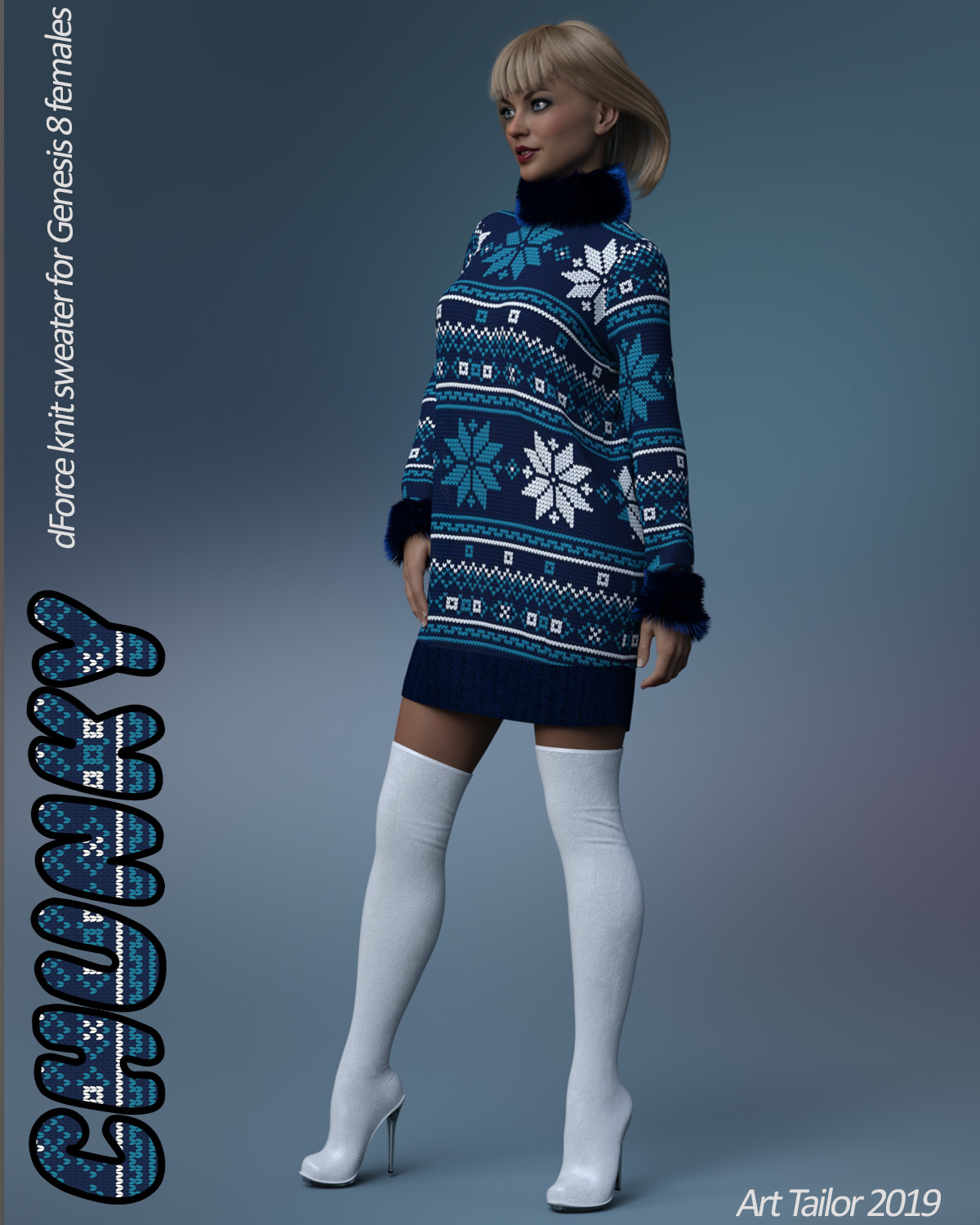 Chunky Sweater for the Genesis 8 Females_DAZ3D下载站