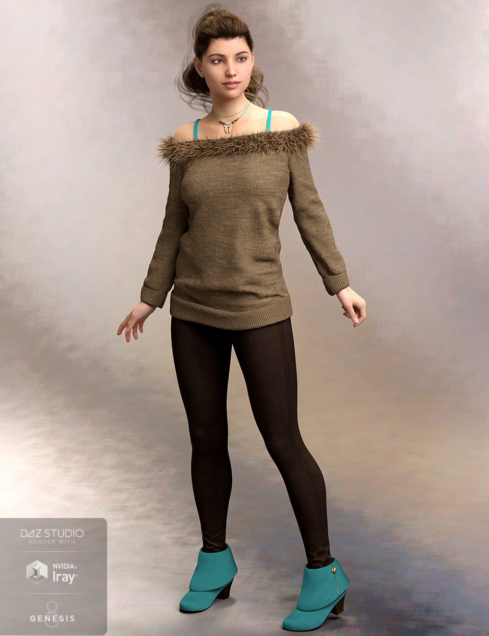 Cozy Sweater Outfit for Genesis 8 Female(s)_DAZ3D下载站