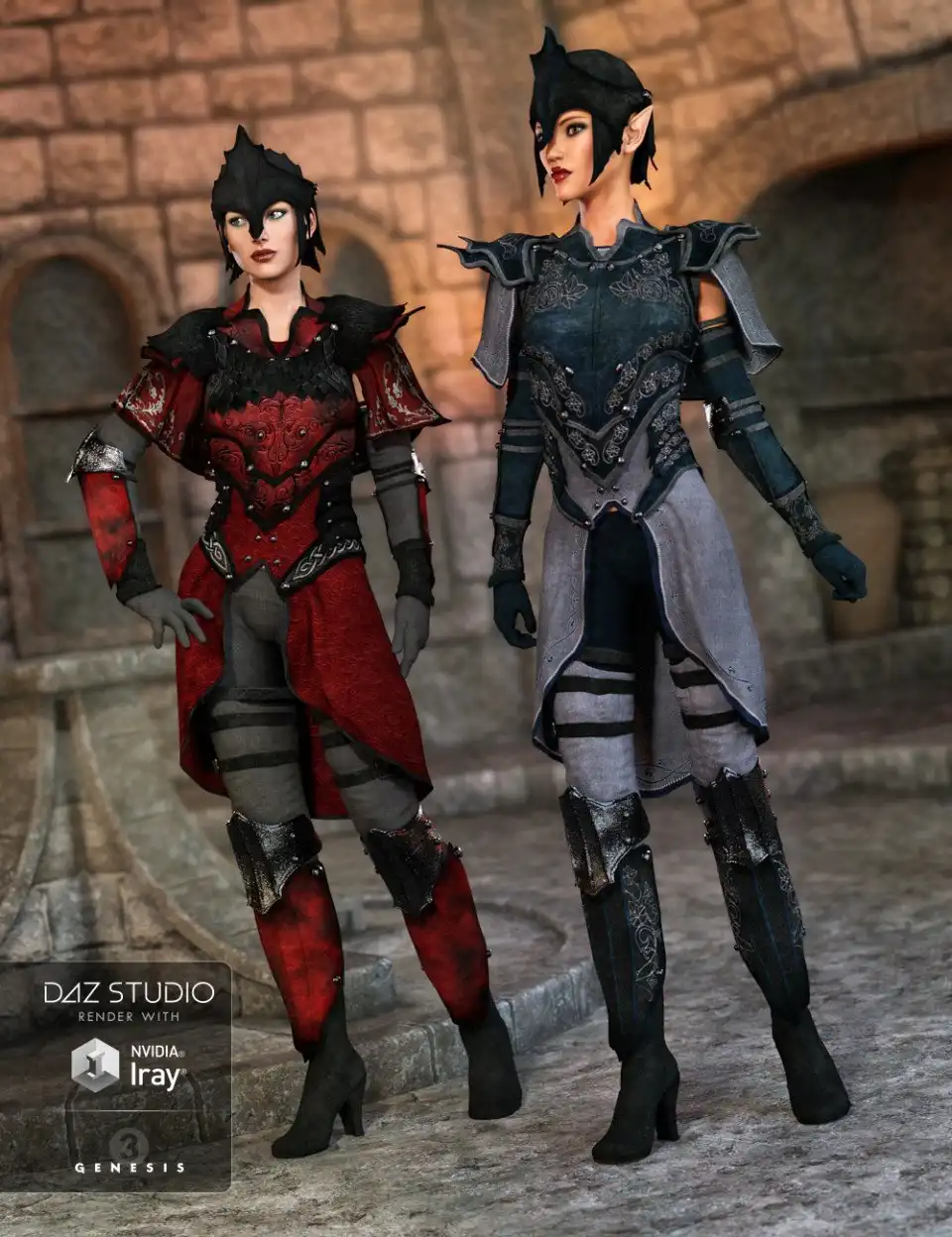 Elven Knight Armor Female Textures_DAZ3D下载站