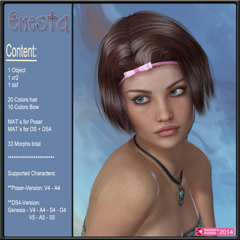Emesta Hair for V4 and G1_DAZ3D下载站