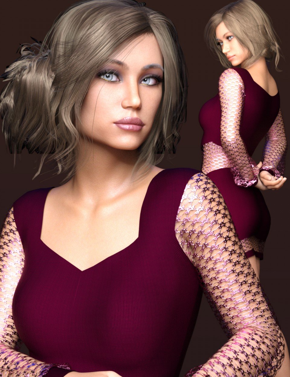 Emilya HD & Dress for Genesis 8 Female_DAZ3D下载站