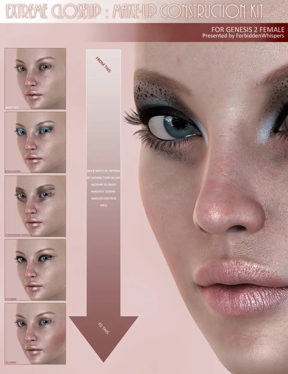Extreme Closeup: Makeup for Genesis 2 Female(s)_DAZ3DDL