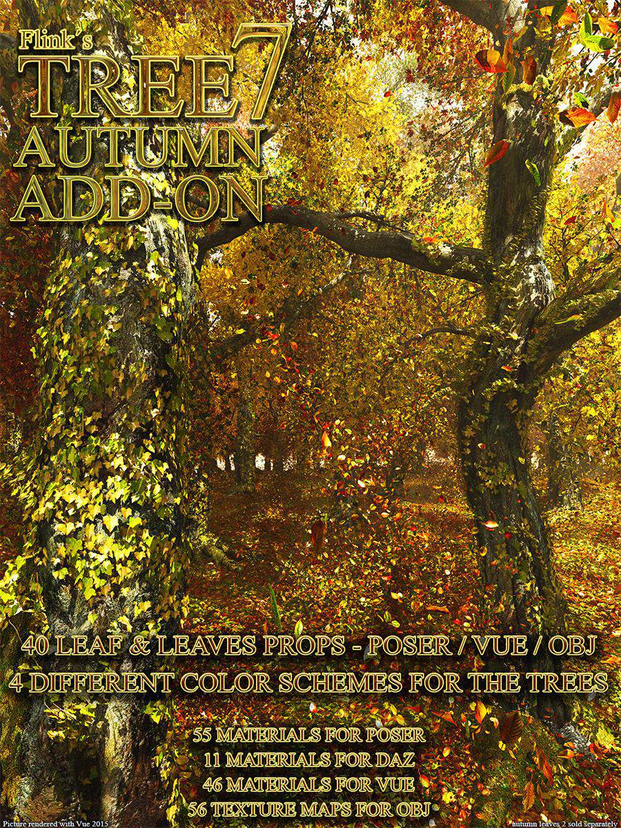 Flinks Tree 7 – Autumn Add-on_DAZ3D下载站