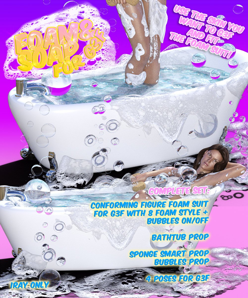 Foam & Soap for G3 Female(s)_DAZ3D下载站