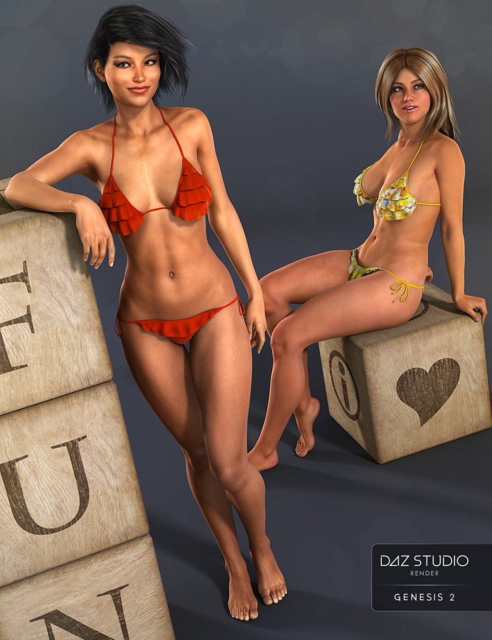 Frilly Triangle Bikini for Genesis 2 Female(s)_DAZ3D下载站