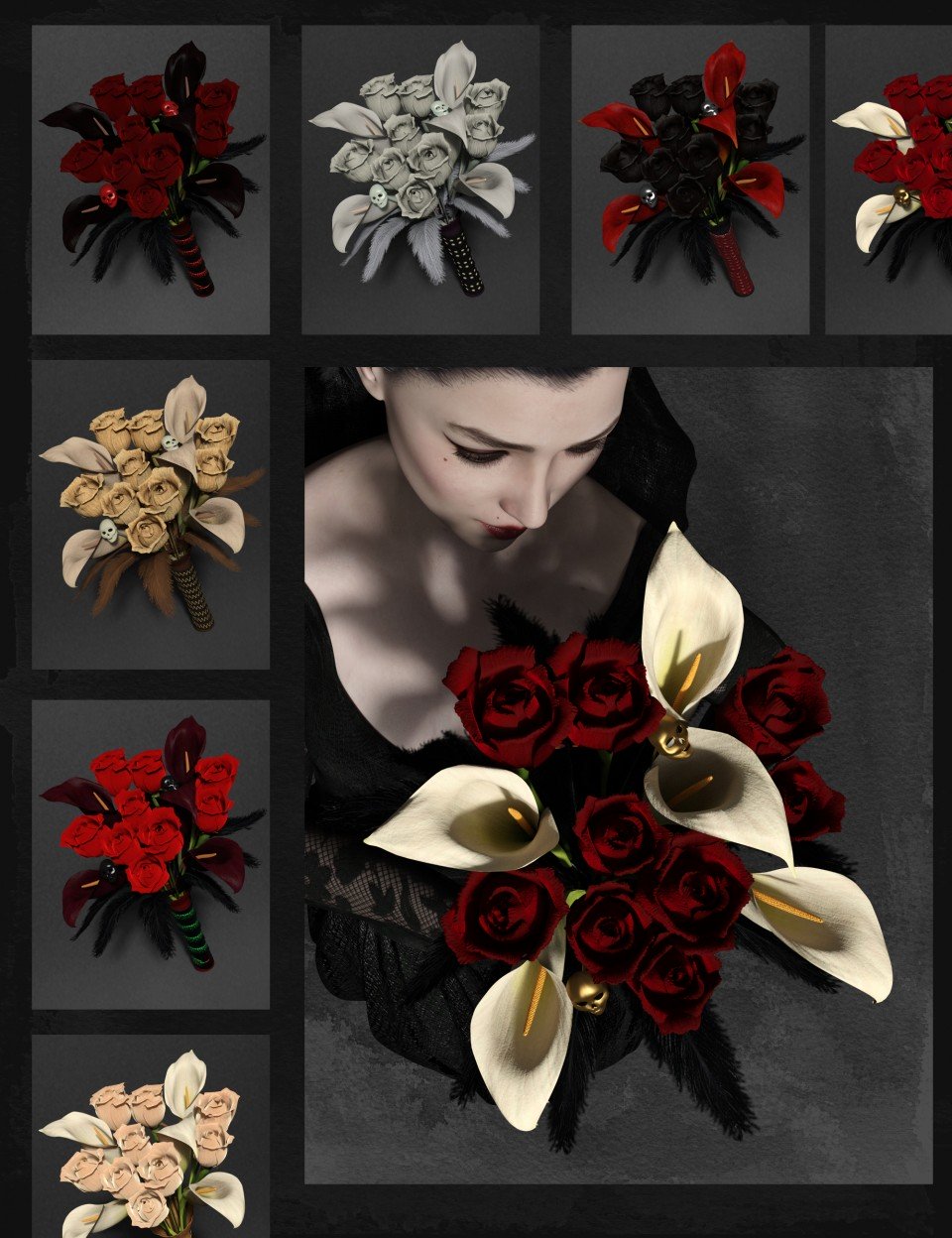 Gothic Flowers: Mix and Match Floral Bouquet_DAZ3D下载站