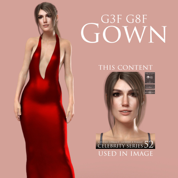 Gown for Genesis 3 Female and Genesis 8 Female_DAZ3D下载站