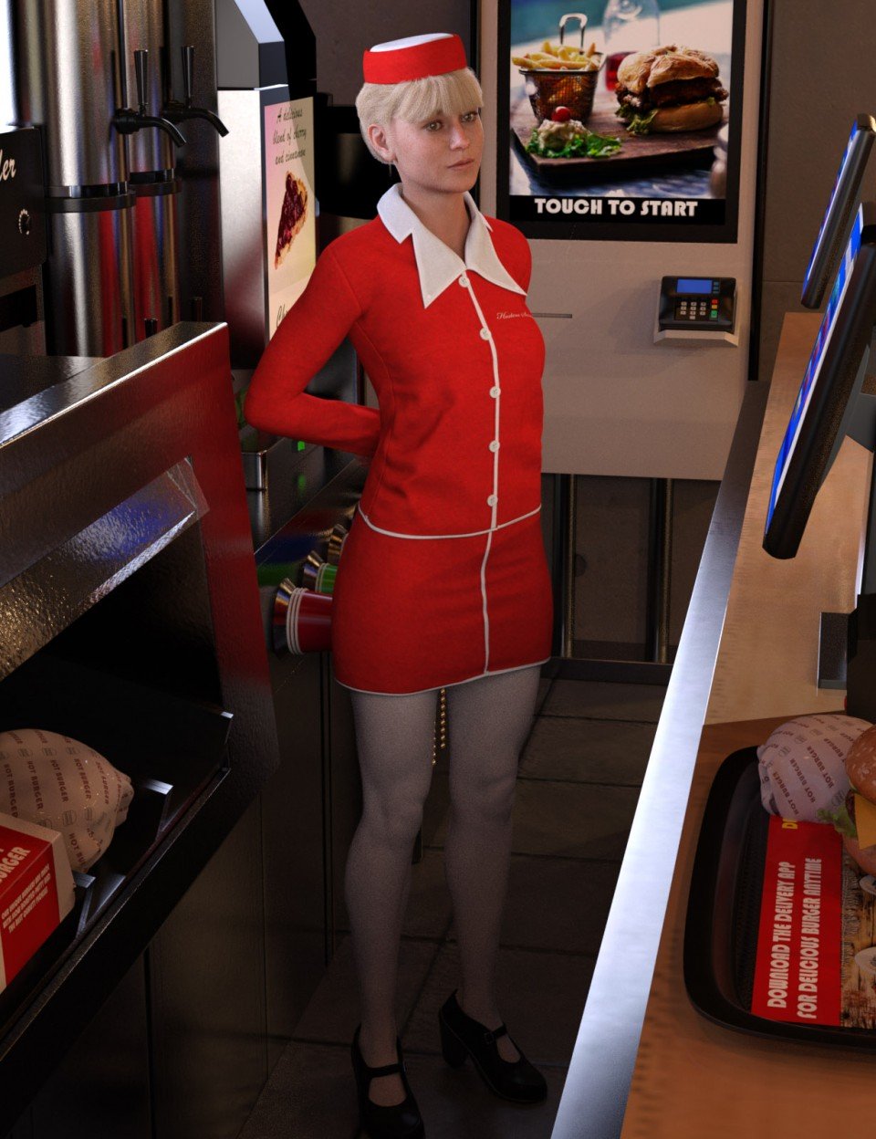 Hostess Uniform for Genesis 8 Female(s)_DAZ3D下载站