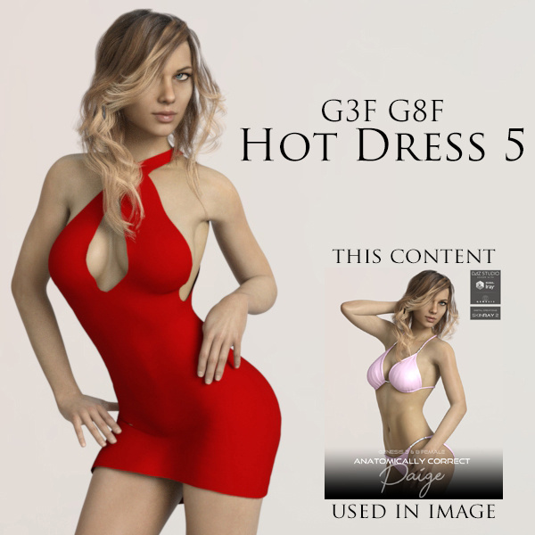 Hot Dress 5 for Genesis 3 Female and Genesis 8 Female_DAZ3D下载站
