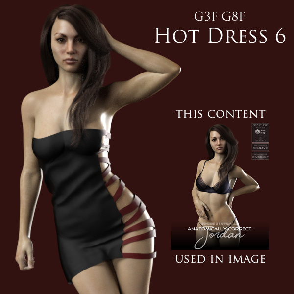 Hot Dress 6 for Genesis 3 Female and Genesis 8 Female_DAZ3D下载站