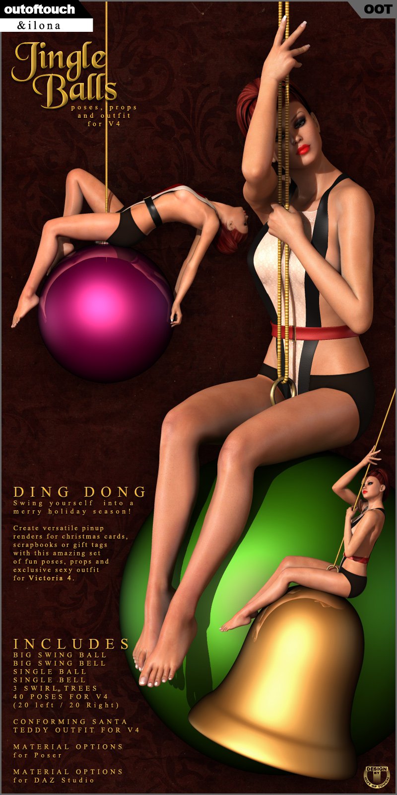 Jingle Balls: Poses, Props & Outfit for V4_DAZ3D下载站