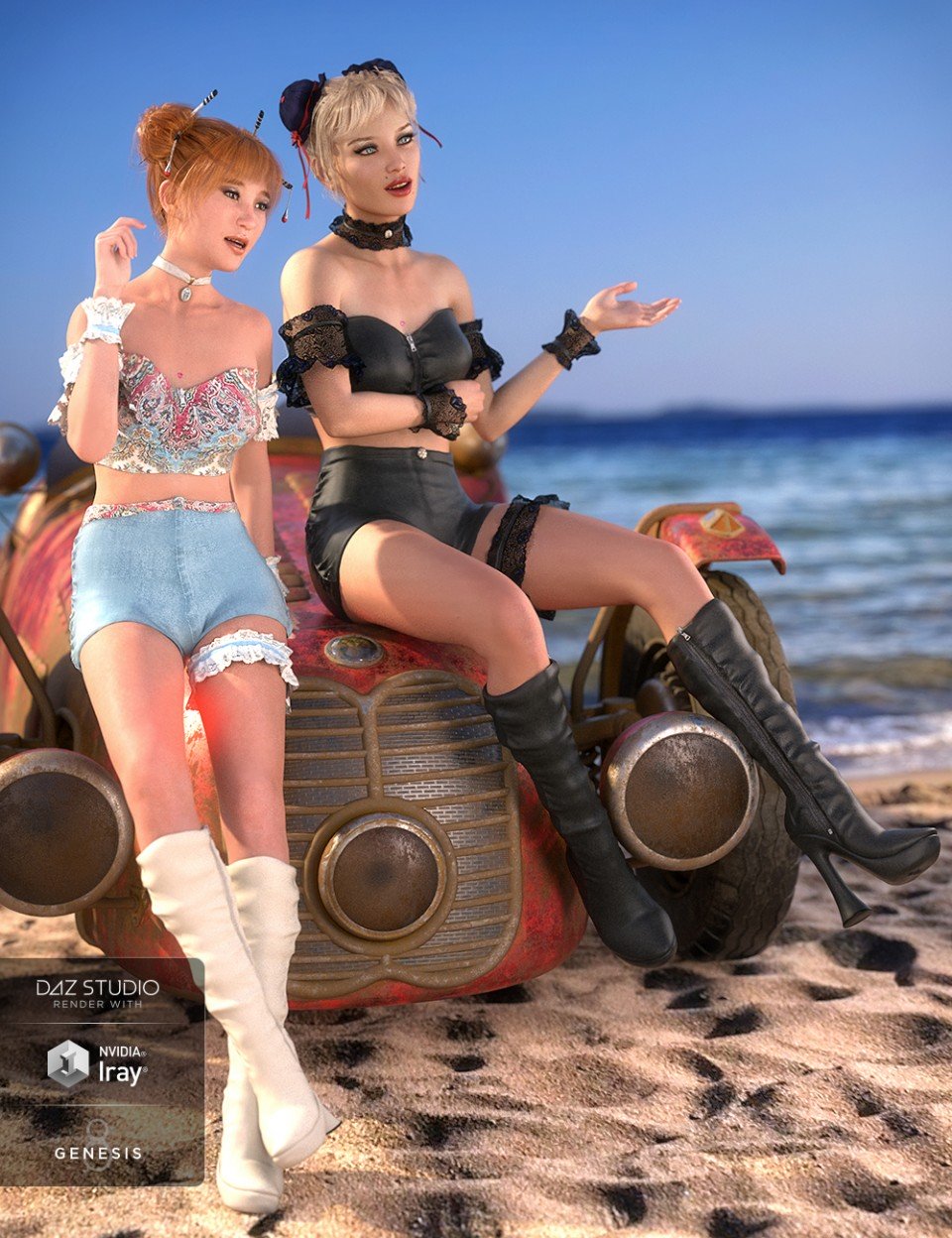 Leather and Lace Flirty Outfit Textures_DAZ3D下载站