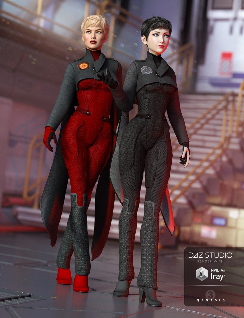 Lieutenant Synergy Outfit Textures_DAZ3D下载站