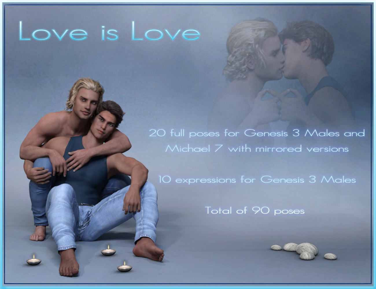 Love is Love – Couple poses for G3M and M7_DAZ3DDL