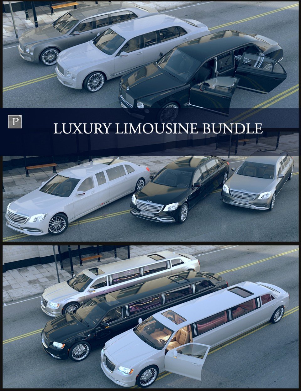 Luxury Limousine Bundle_DAZ3D下载站
