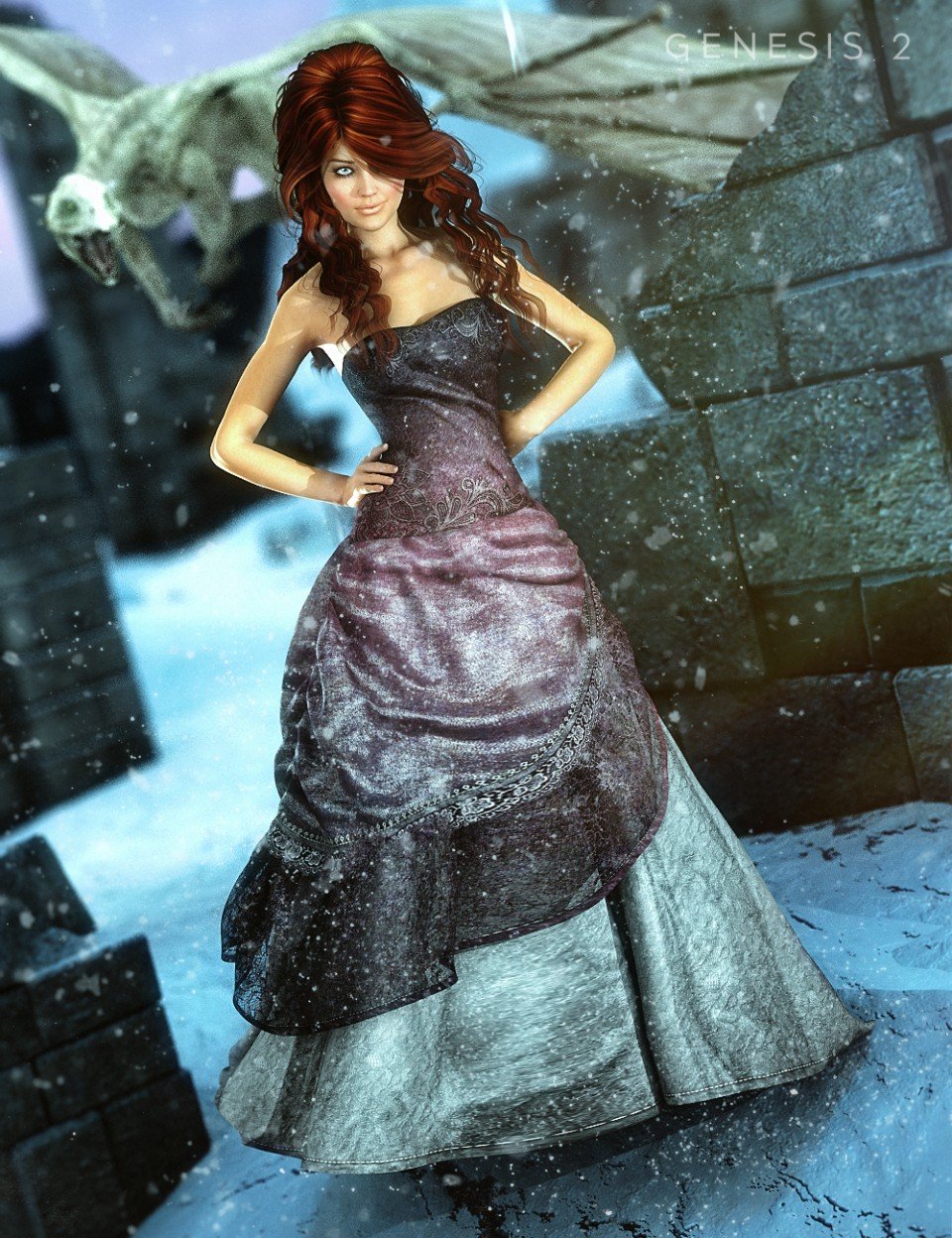 Maid of Honor for Genesis 2 Female(s) + Textures_DAZ3D下载站