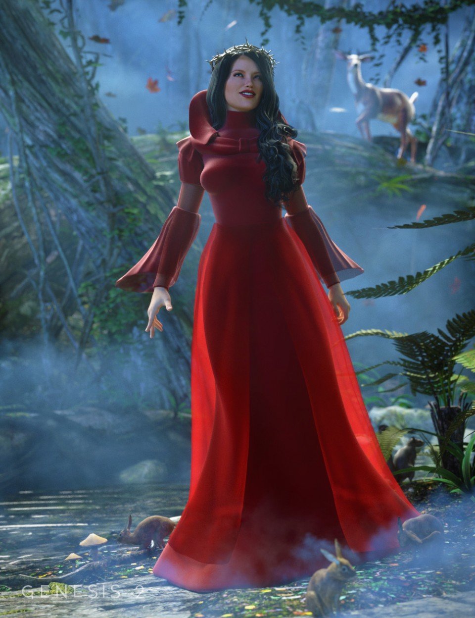 Morphing Fantasy Dress Exp 1 for Genesis 2 Female(s)_DAZ3D下载站