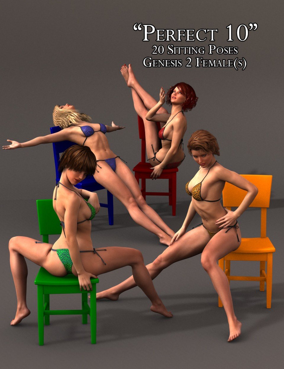 ‘Perfect 10’ Sitting Poses for Genesis 2 Female(s)_DAZ3D下载站