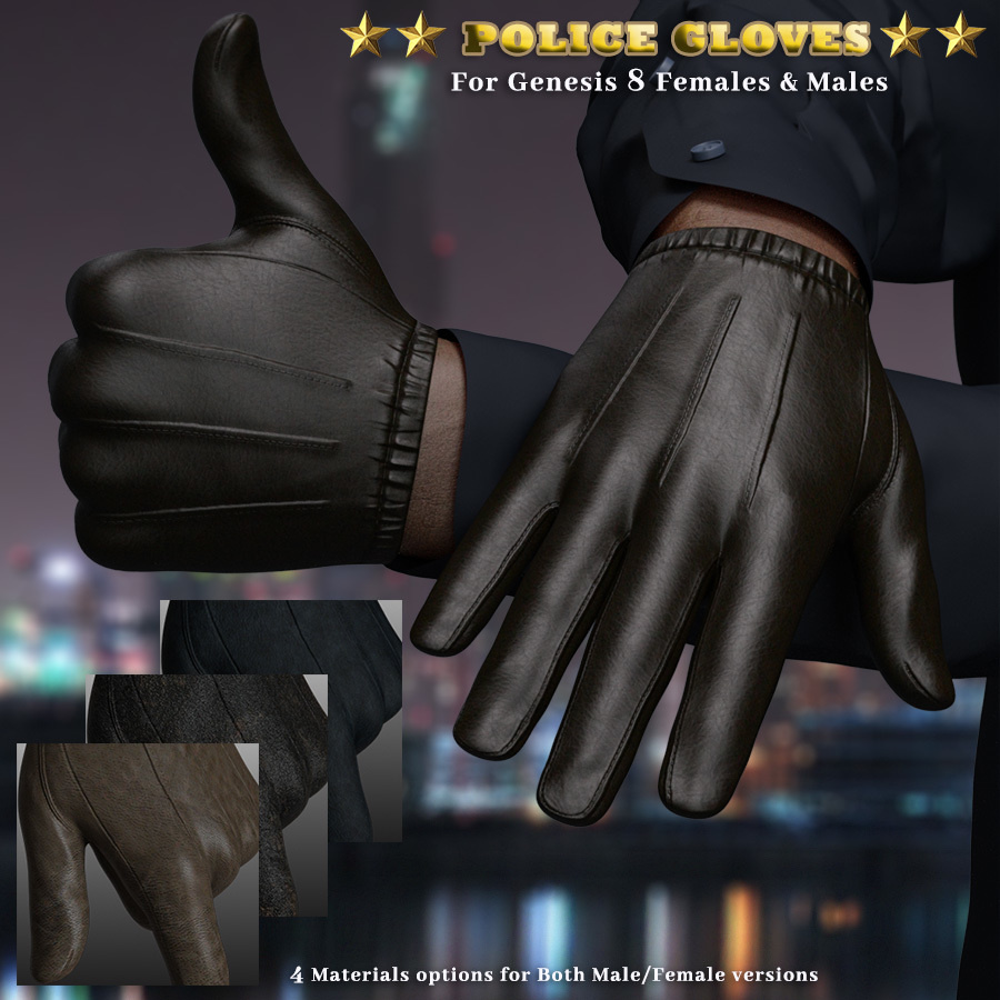 Police Gloves for Genesis 8_DAZ3D下载站