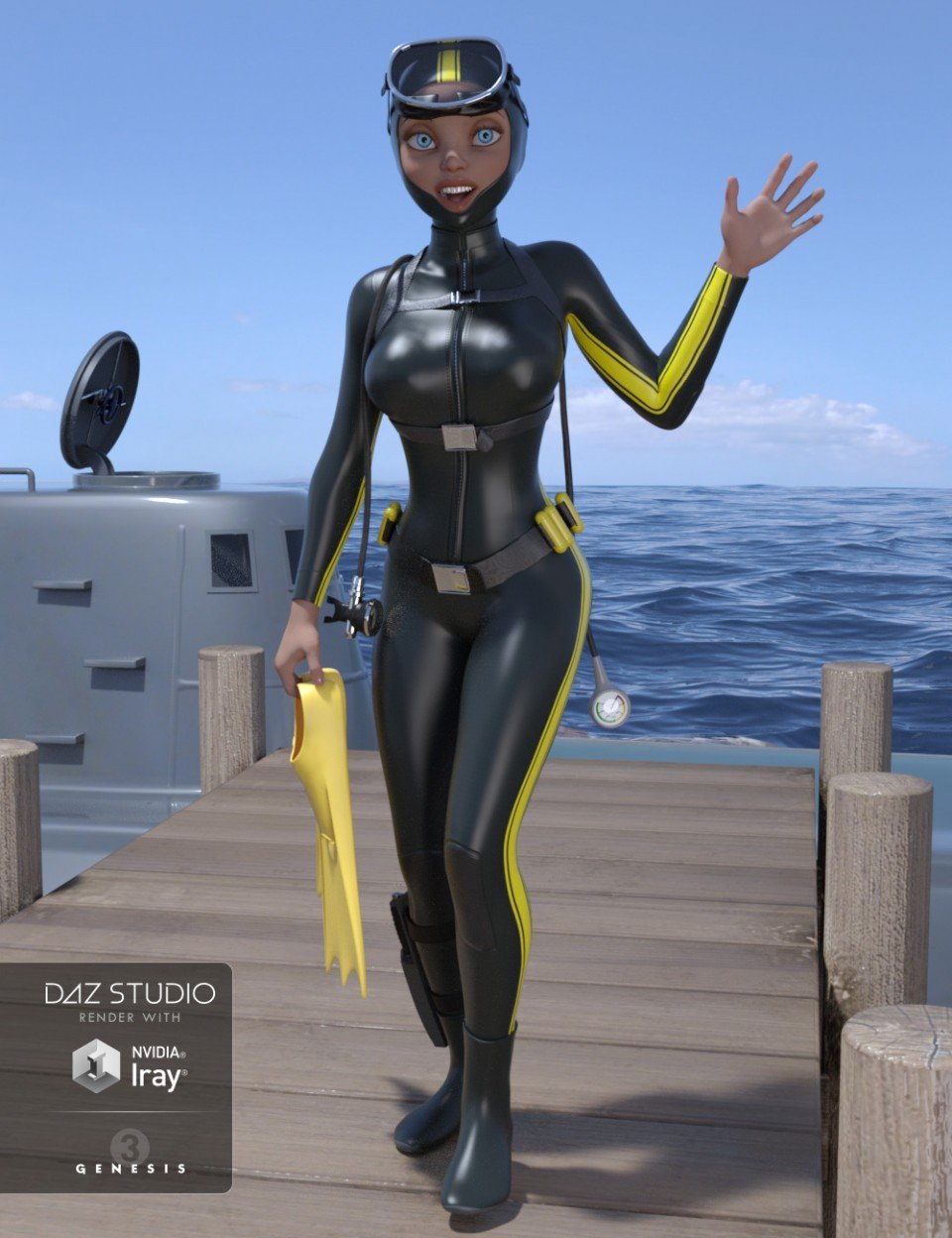 Scuba Diver for Genesis 3 Female(s)_DAZ3D下载站