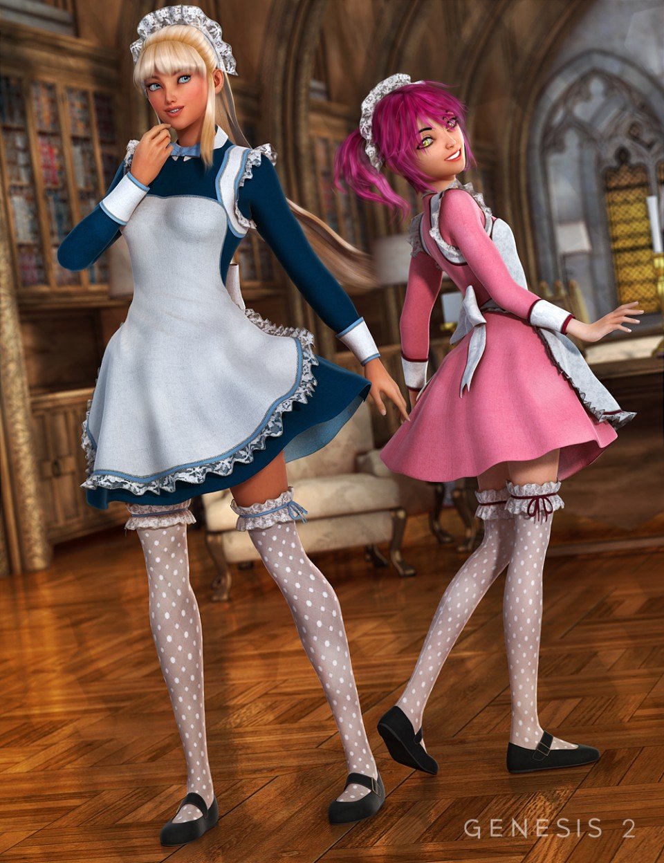 The Maid Outfit for Genesis 2 Female(s) + Textures_DAZ3D下载站