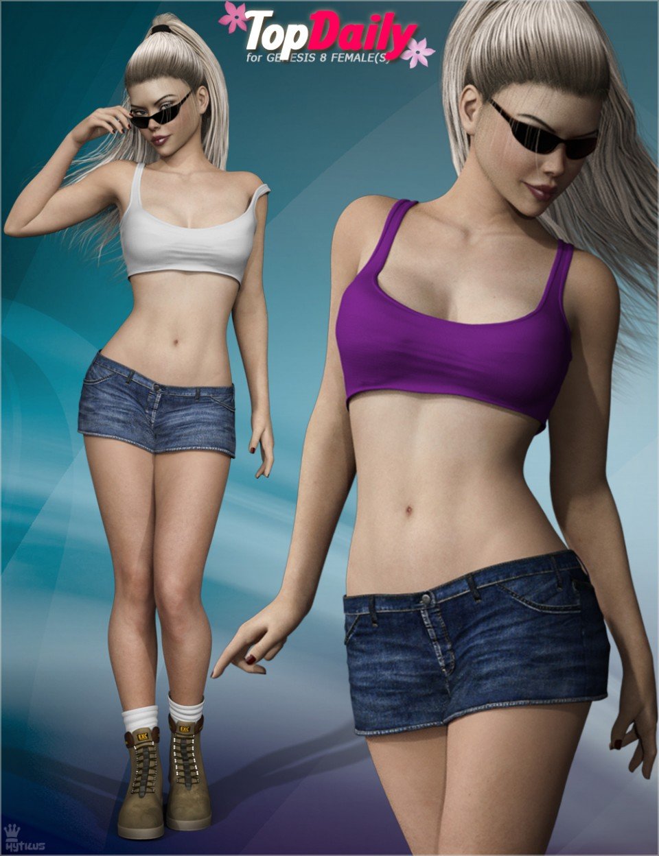 Top Daily Outfit Set for Genesis 8 Female(s)_DAZ3D下载站