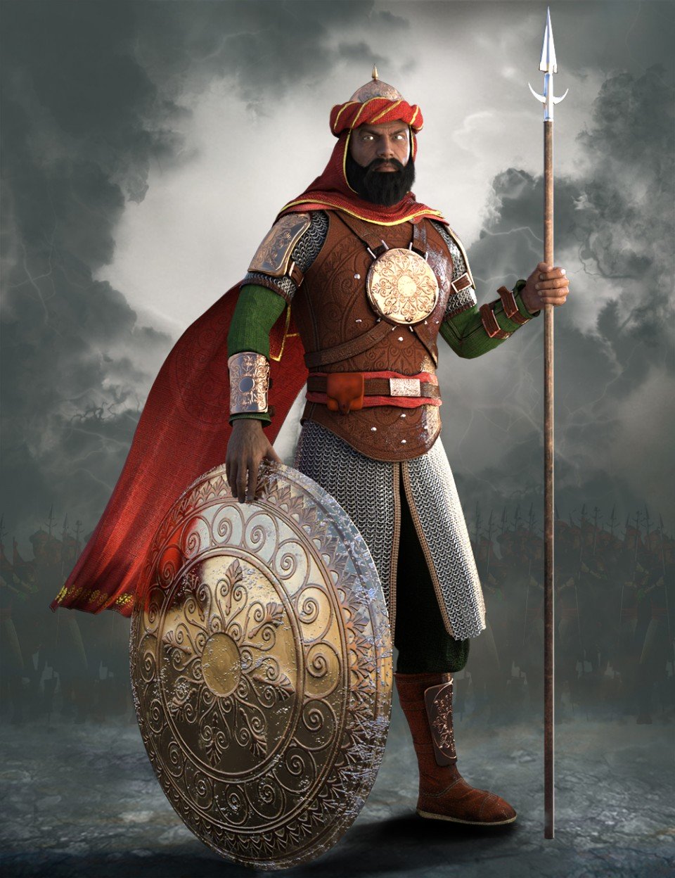 Tus – Persian Warrior Outfit for Genesis 3 Male(s) + Textures_DAZ3D下载站