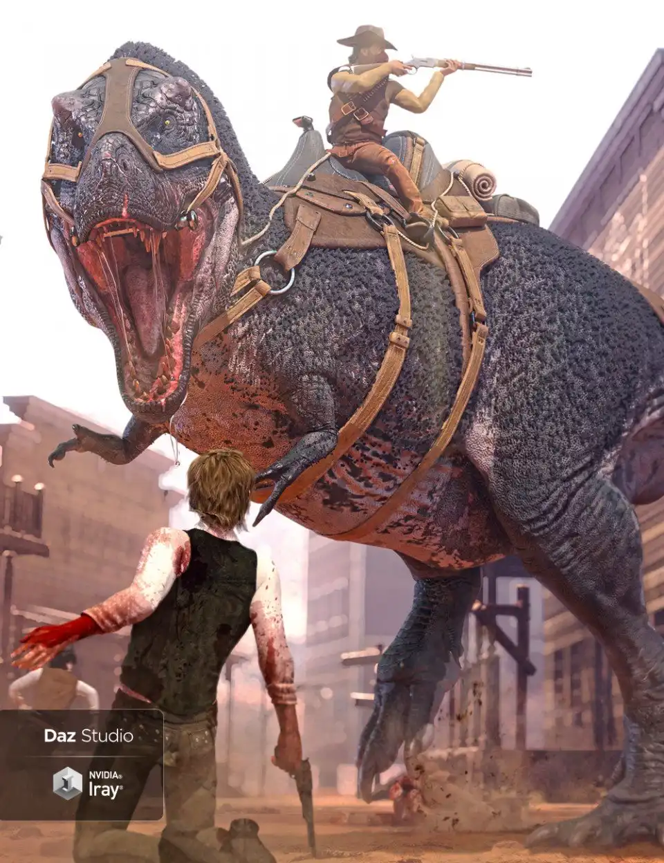 Tyrannosaurus Rex 3 Saddles and Poses_DAZ3D下载站