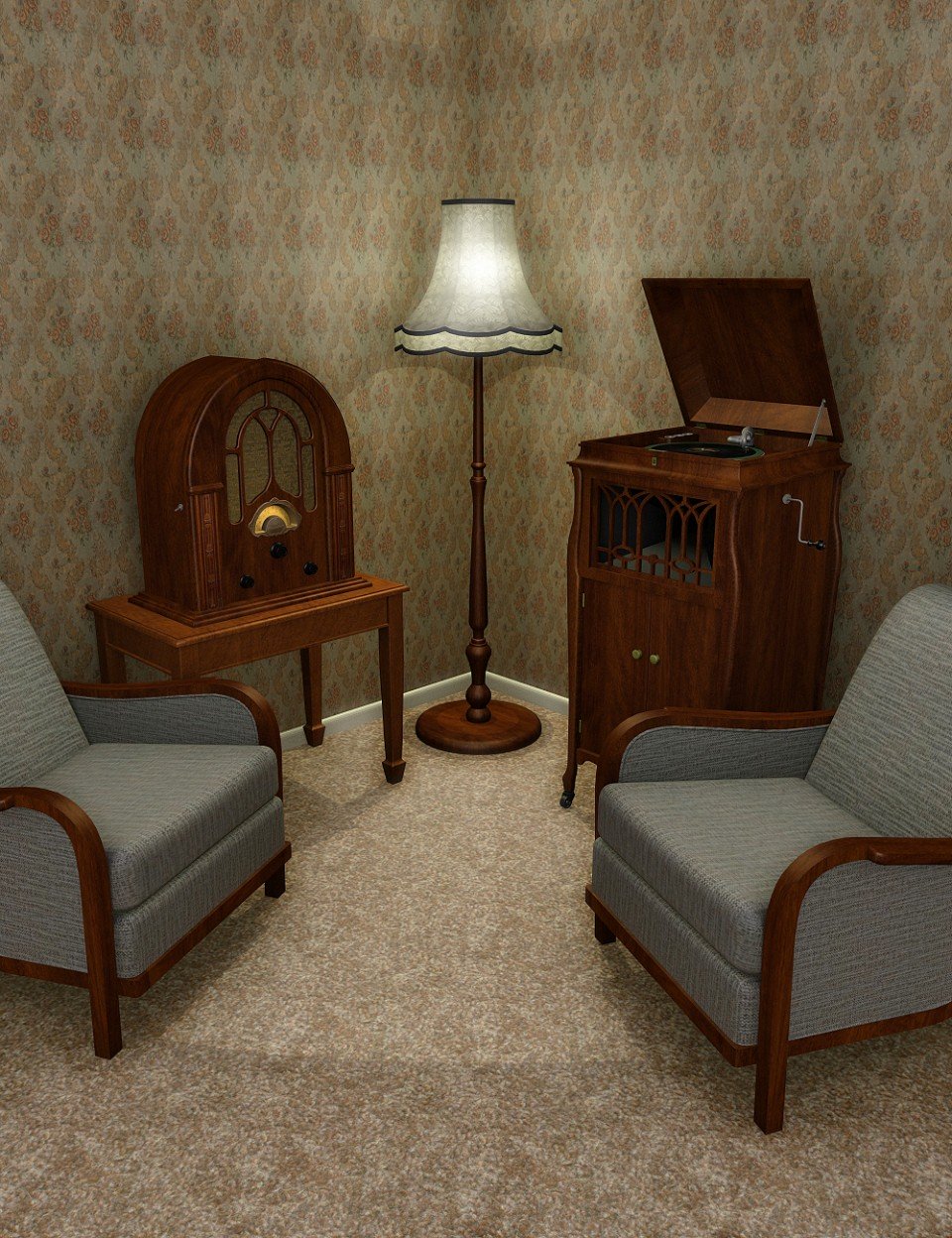 Vintage Lounge Furniture_DAZ3D下载站