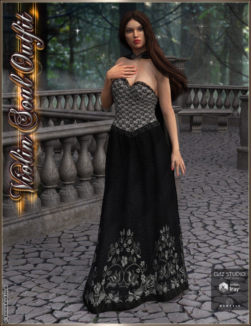 Violin Soul Outfit For Genesis 3 Female(s)_DAZ3D下载站
