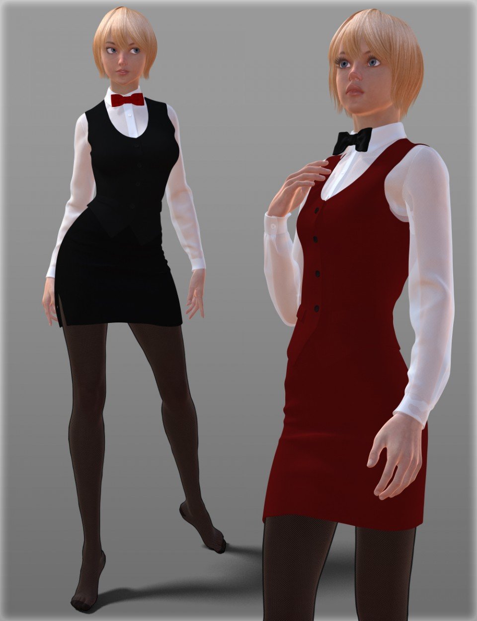 Waitress Uniform for Genesis 2 Female(s)_DAZ3D下载站