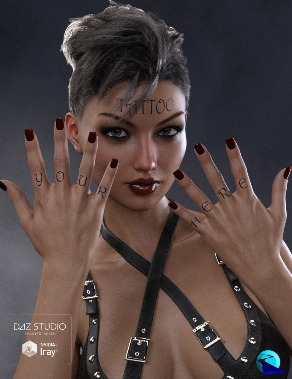 Word Tattoo for Genesis 3 and 8 Female_DAZ3D下载站