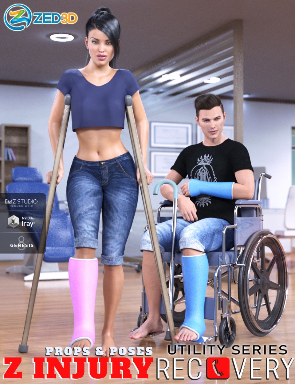 Z Injury Recovery Props and Poses for Genesis 8_DAZ3D下载站