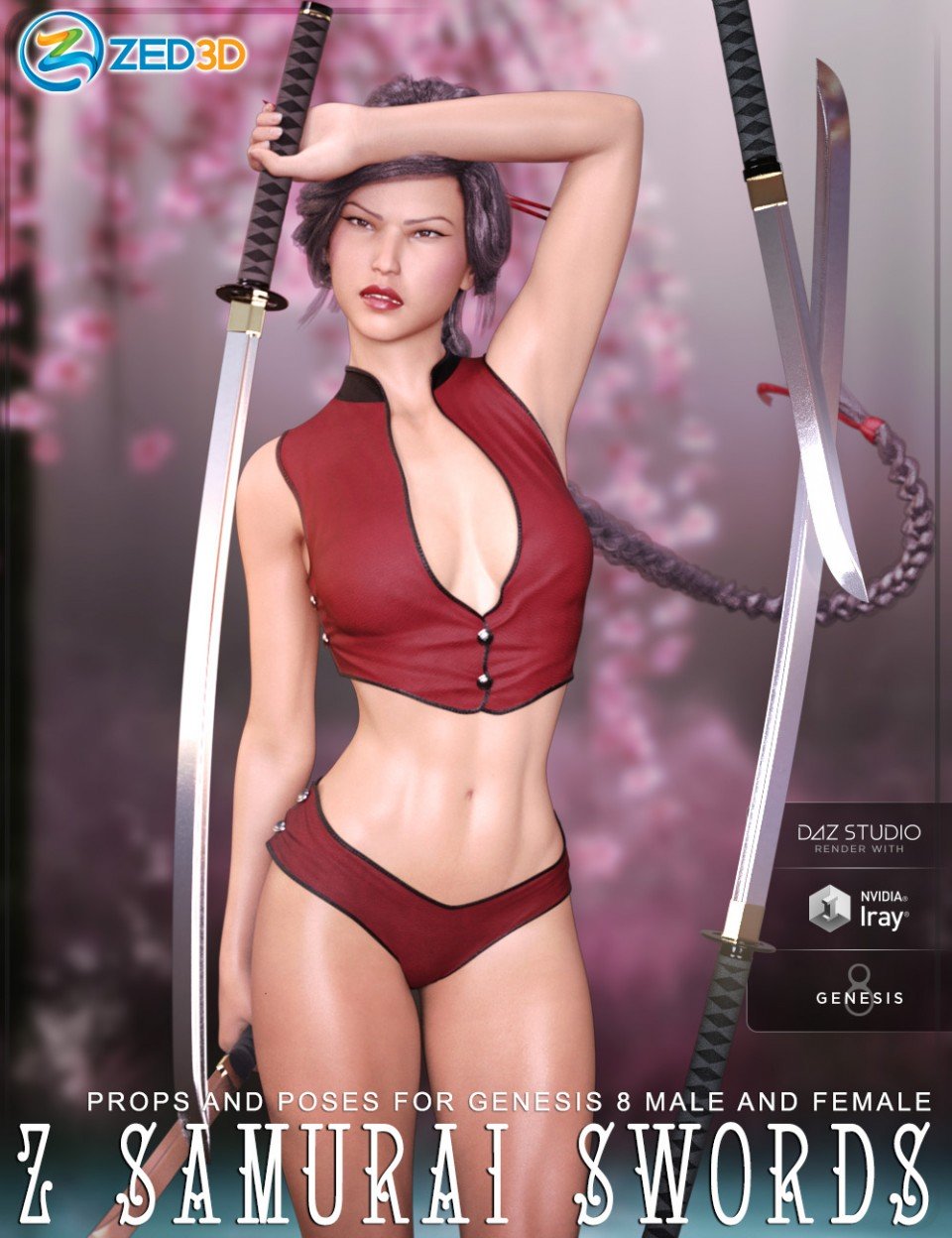Z Samurai Swords – Props and Poses for Genesis 8_DAZ3D下载站