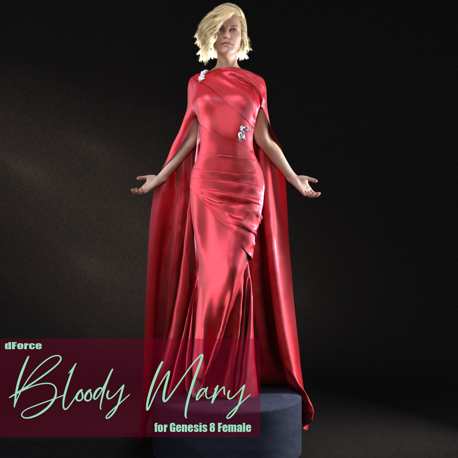 dForce Bloody Mary Dress for Genesis 8 Female_DAZ3D下载站
