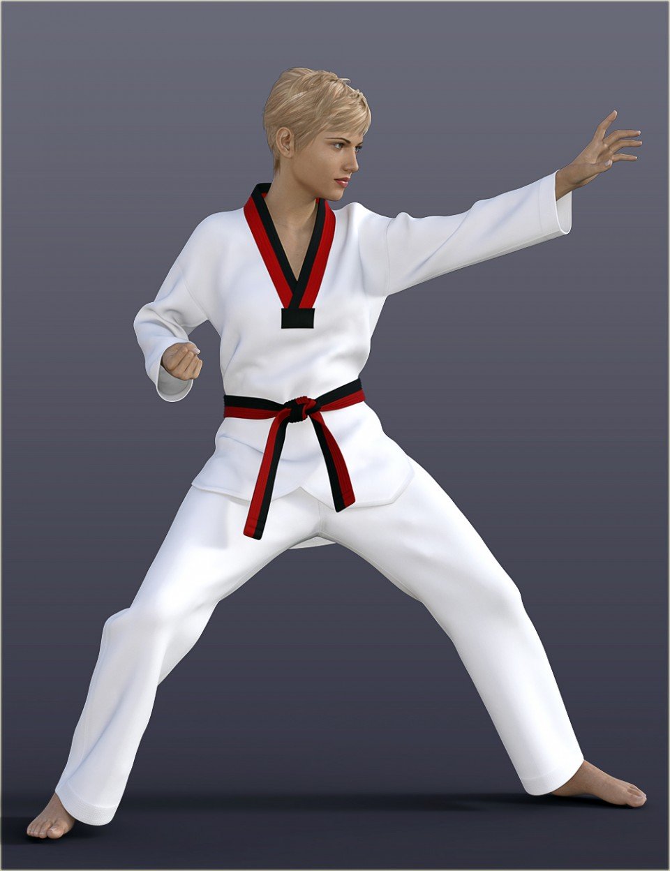 dForce H&C Taekwondo Suit for Genesis 8 Female(s)_DAZ3D下载站