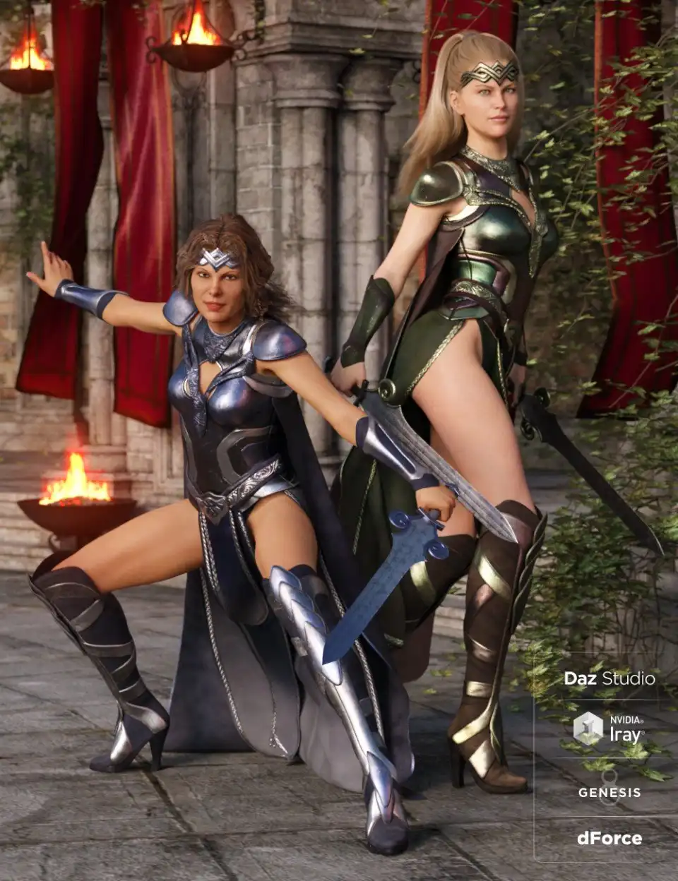 dForce Warrior Queen Outfit Textures_DAZ3DDL