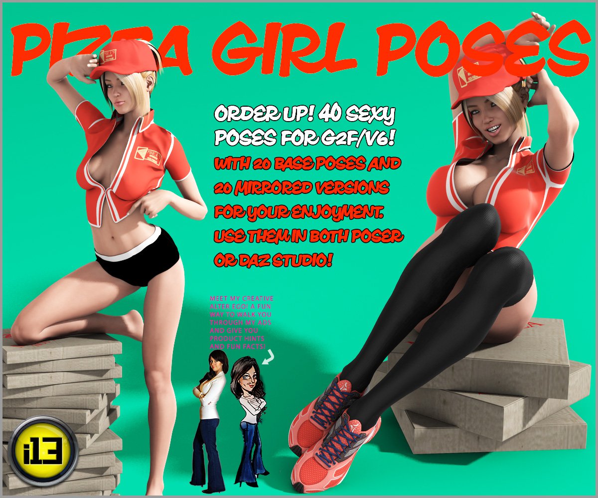 i13 Pizza Girl POSES G2F/V6_DAZ3D下载站