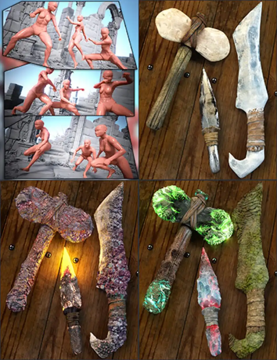 Aki Tribe Weapons and Poses Bundle_DAZ3D下载站