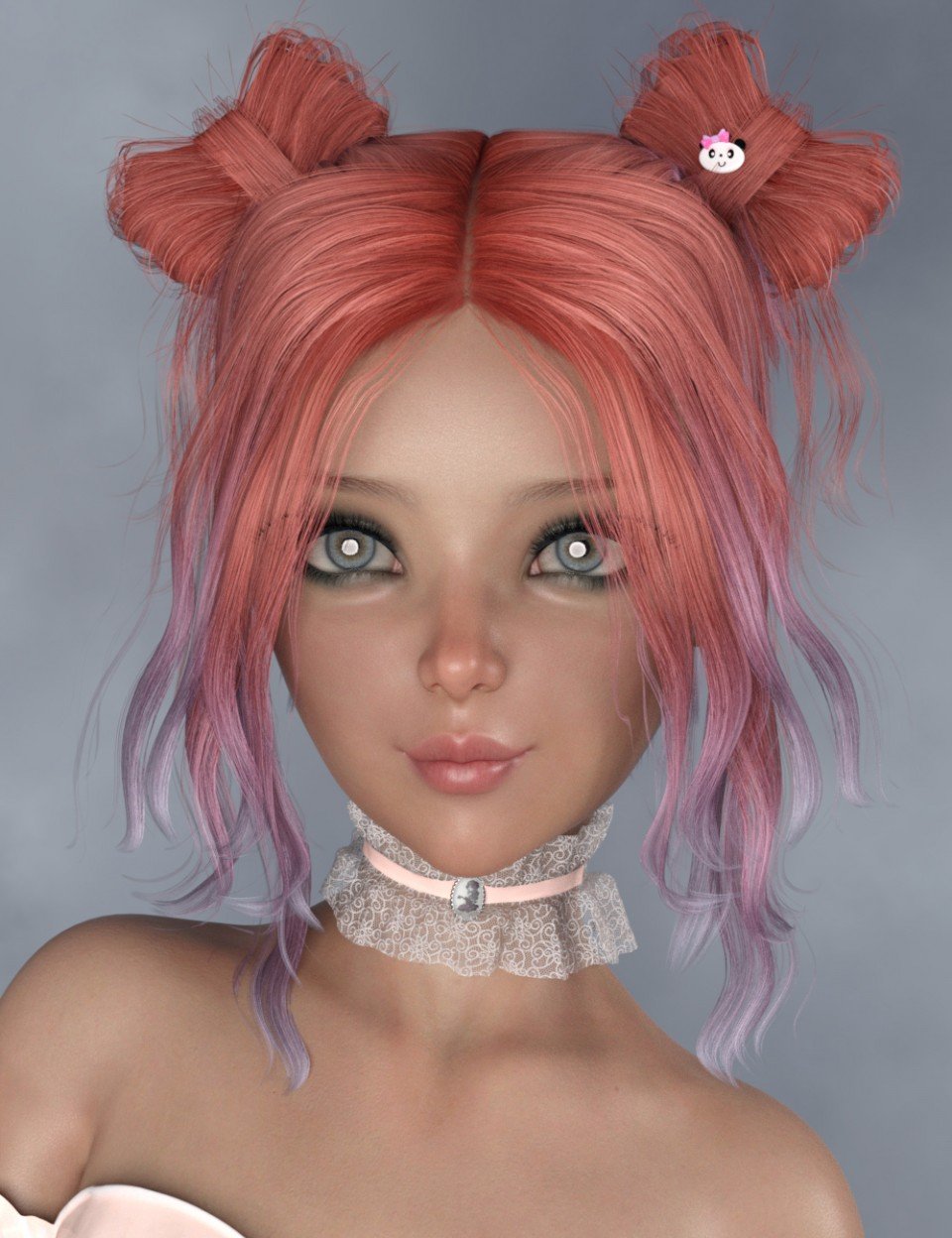 Asuka – Space Buns Hair for Genesis 3 and 8 Female(s)_DAZ3D下载站