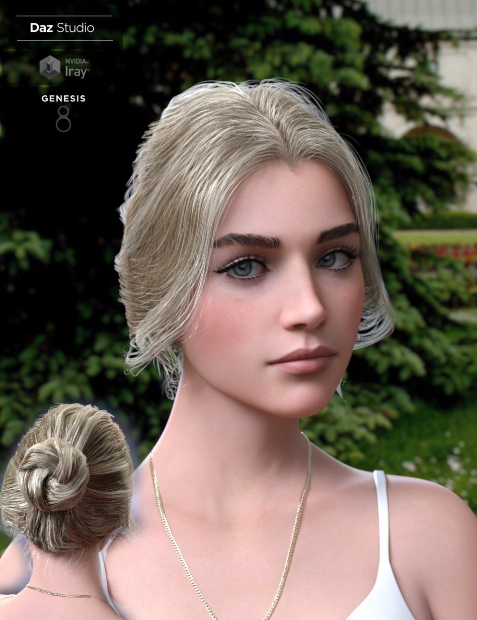 Aurelia Bun Hair for Genesis 8 Female(s)_DAZ3D下载站