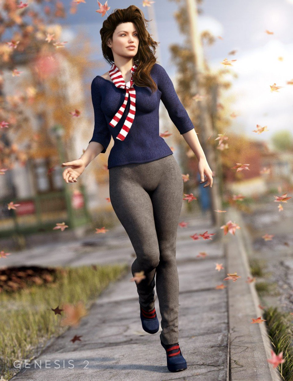 Autumn Afternoon Outfit for Genesis 2 Female(s) + Textures_DAZ3D下载站