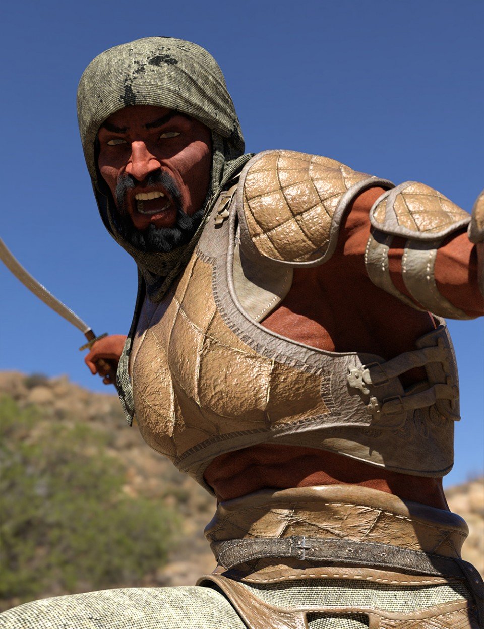 Bedu Desert Warrior Outfit for Genesis 8 Male(s)_DAZ3D下载站