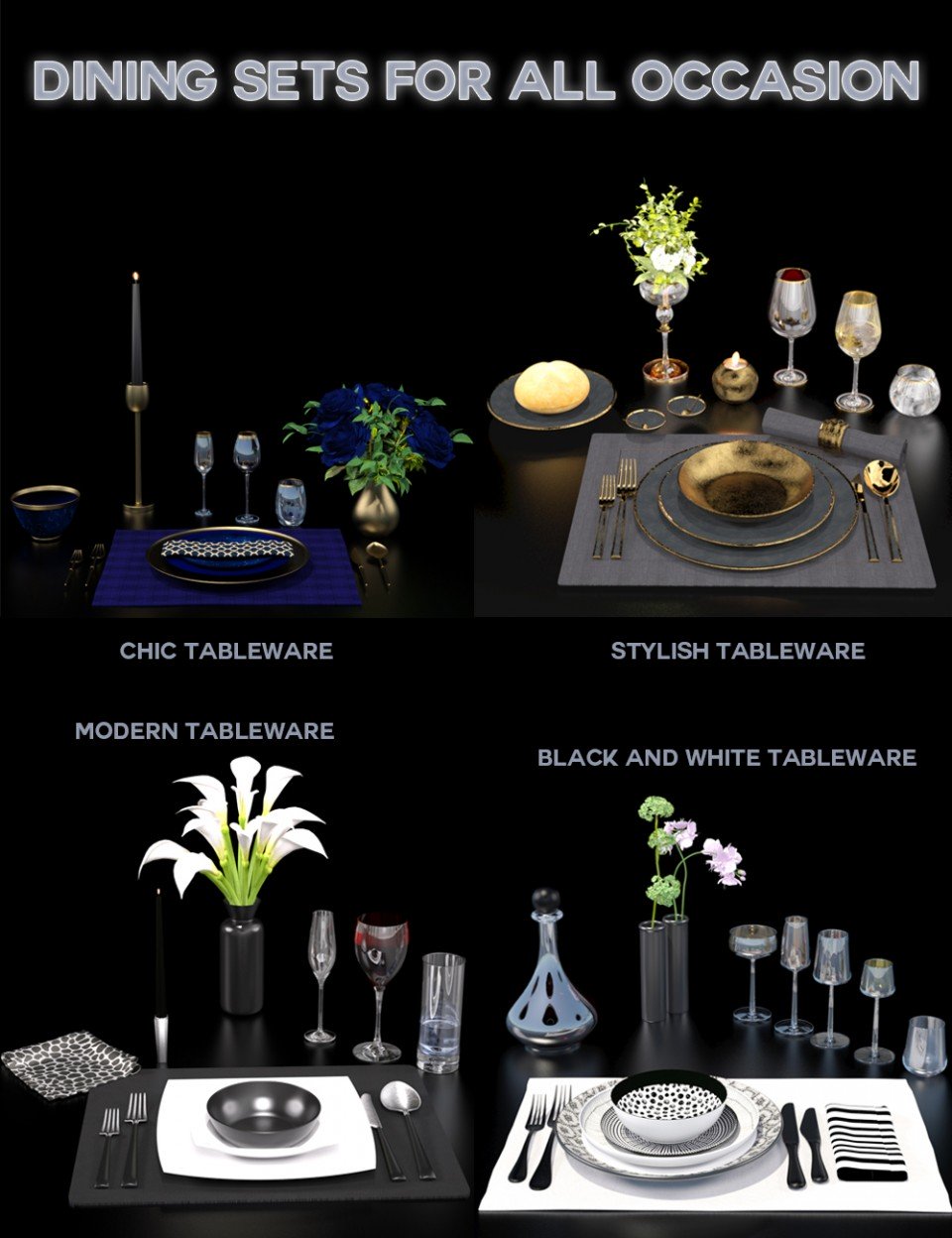 Dining Sets for All Occasions_DAZ3D下载站