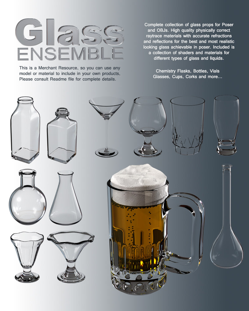 Exnem Glass Ensemble – Props and Materials_DAZ3D下载站