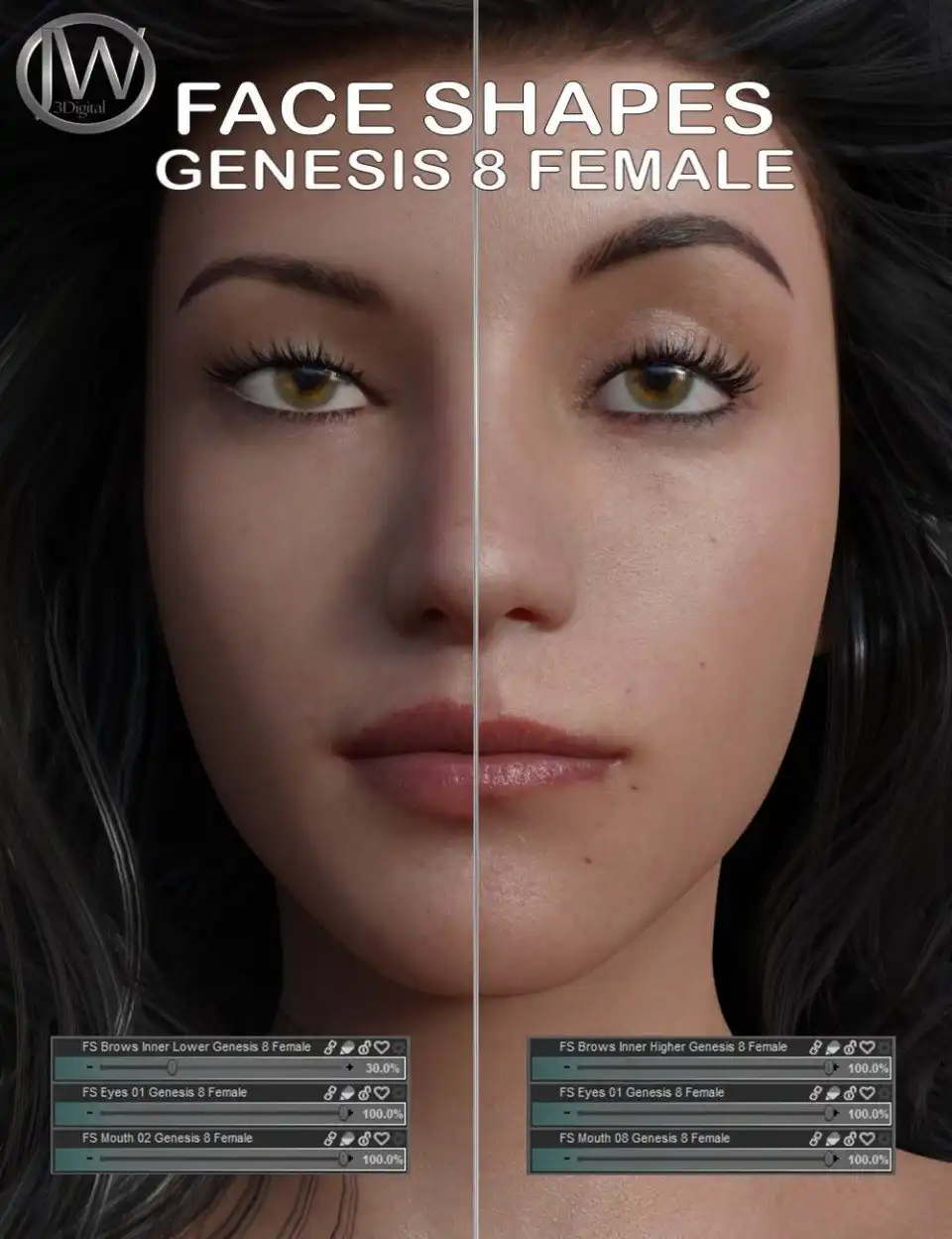 Face Shapes for Genesis 8 Female_DAZ3D下载站
